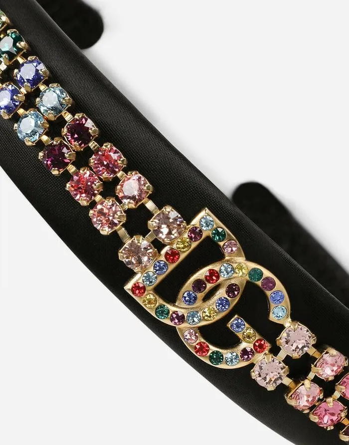 Dolce and Gabbana Accessories Children Satin Headband With Multicolored Crystals Multicolor Dolce and Gabbana Accessories Children Satin Headband With Multicolored Crystals Multicolor