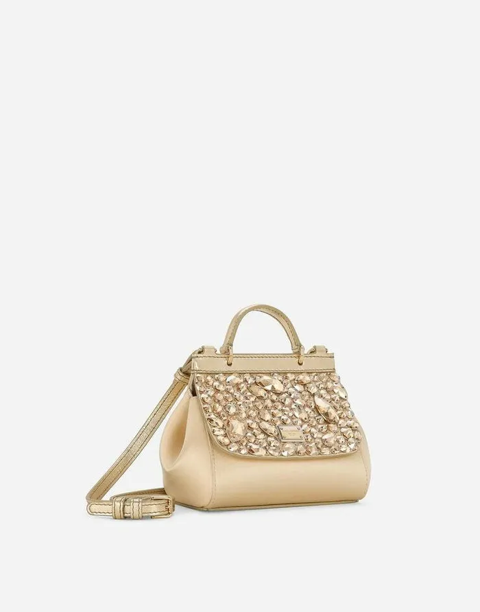 Dolce and Gabbana Accessories Children Satin Mini Sicily Handbag Gold Dolce and Gabbana Accessories Children Satin Mini Sicily Handbag Gold