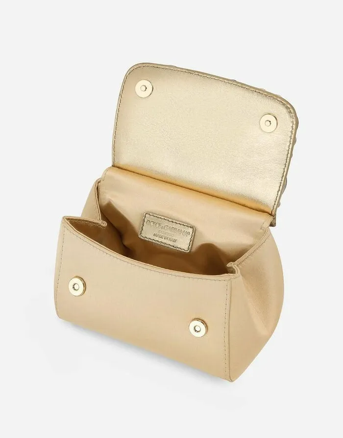 Dolce and Gabbana Accessories Children Satin Mini Sicily Handbag Gold Dolce and Gabbana Accessories Children Satin Mini Sicily Handbag Gold