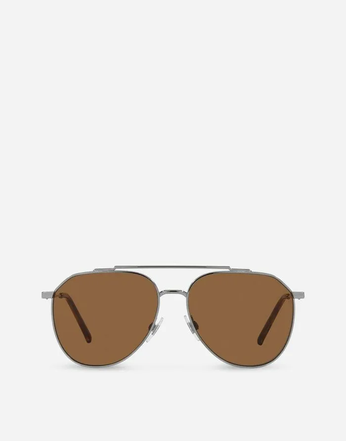 Dolce and Gabbana ADV Campaign Men Diagonal Cut Sunglasses Gun Metal