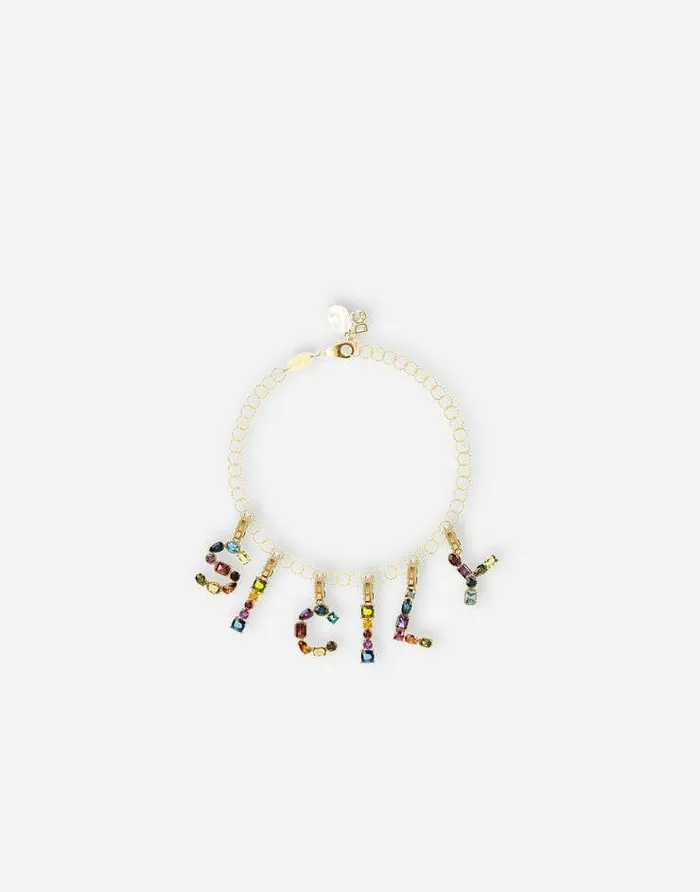 Dolce and Gabbana Alphabet Collection Women Rainbow Alphabet E 18 Kt Yellow Gold Charm With Multicolor Fine Gems Gold Dolce and Gabbana Alphabet Collection Women Rainbow Alphabet E 18 Kt Yellow Gold Charm With Multicolor Fine Gems Gold