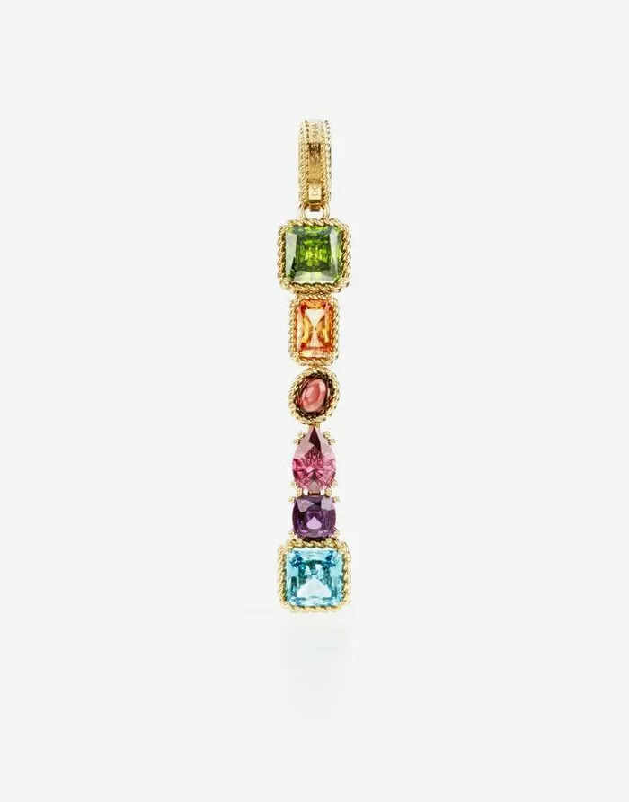 Dolce and Gabbana Alphabet Collection Women Rainbow Alphabet I 18 Kt Yellow Gold Charm With Multicolor Fine Gems Gold Dolce and Gabbana Alphabet Collection Women Rainbow Alphabet I 18 Kt Yellow Gold Charm With Multicolor Fine Gems Gold