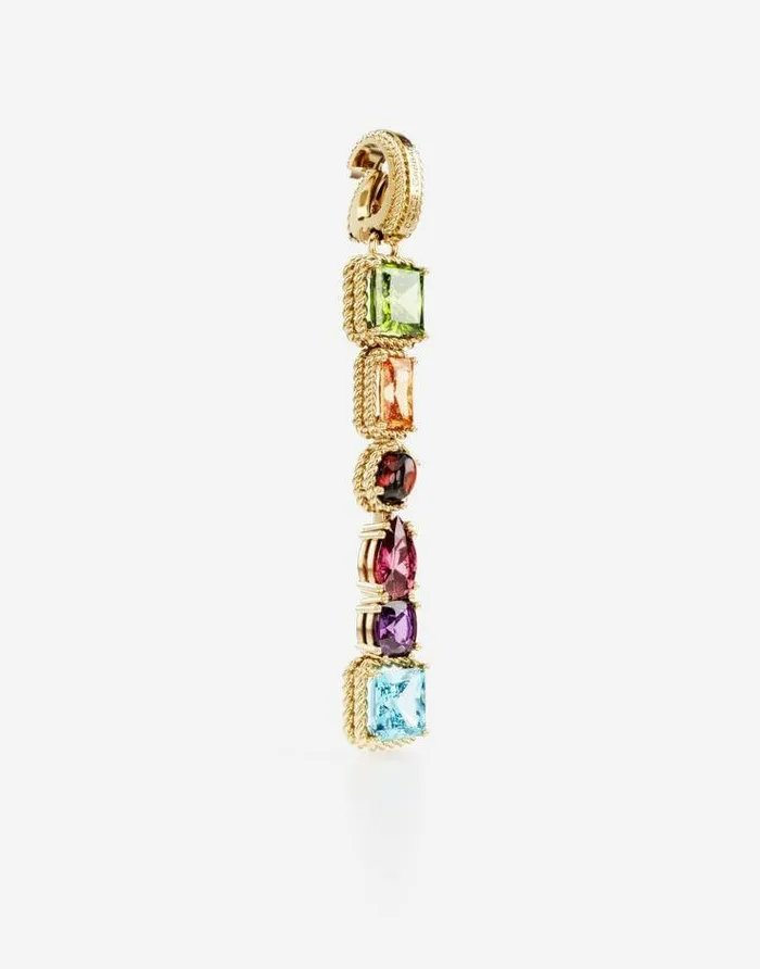 Dolce and Gabbana Alphabet Collection Women Rainbow Alphabet I 18 Kt Yellow Gold Charm With Multicolor Fine Gems Gold Dolce and Gabbana Alphabet Collection Women Rainbow Alphabet I 18 Kt Yellow Gold Charm With Multicolor Fine Gems Gold
