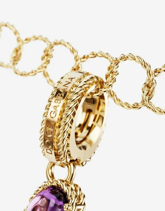 Dolce and Gabbana Alphabet Collection Women Rainbow Alphabet M 18 Kt Yellow Gold Charm With Multicolor Fine Gems Gold Dolce and Gabbana Alphabet Collection Women Rainbow Alphabet M 18 Kt Yellow Gold Charm With Multicolor Fine Gems Gold