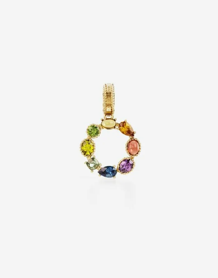 Dolce and Gabbana Alphabet Collection Women Rainbow Alphabet O 18 Kt Yellow Gold Charm With Multicolor Fine Gems Gold Dolce and Gabbana Alphabet Collection Women Rainbow Alphabet O 18 Kt Yellow Gold Charm With Multicolor Fine Gems Gold