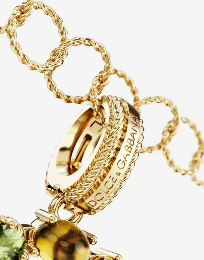 Dolce and Gabbana Alphabet Collection Women Rainbow Alphabet O 18 Kt Yellow Gold Charm With Multicolor Fine Gems Gold Dolce and Gabbana Alphabet Collection Women Rainbow Alphabet O 18 Kt Yellow Gold Charm With Multicolor Fine Gems Gold