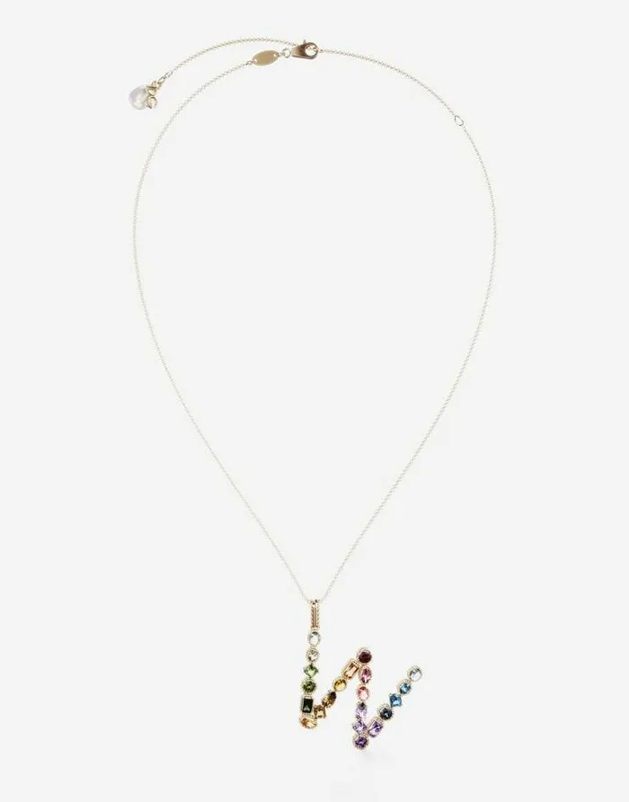 Dolce and Gabbana Alphabet Collection Women Rainbow Alphabet W Pendant In Yellow Gold With Multicolor Fine Gems Gold Dolce and Gabbana Alphabet Collection Women Rainbow Alphabet W Pendant In Yellow Gold With Multicolor Fine Gems Gold