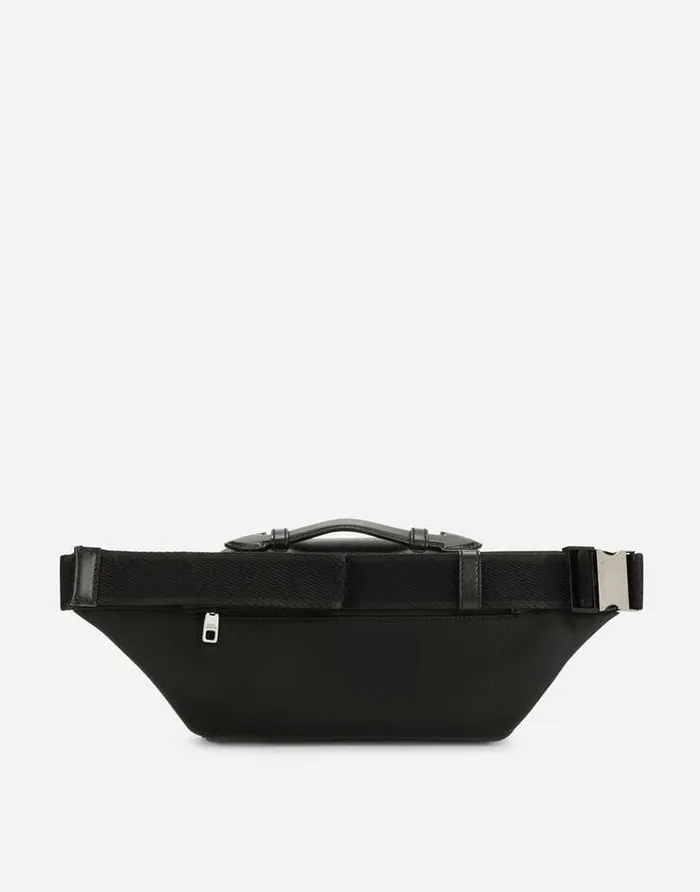 Dolce and Gabbana Backpacks And Fanny Packs Men Grainy Calfskin Belt Bag Black