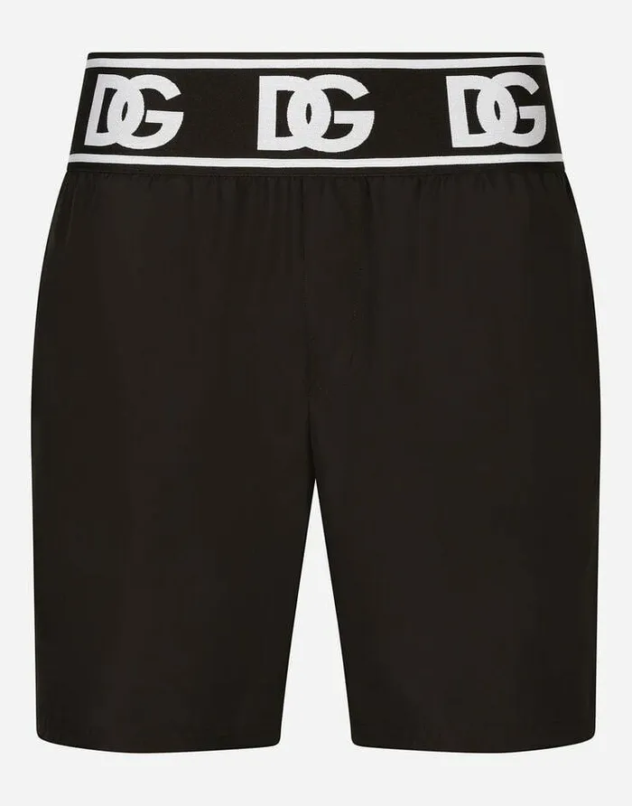 Dolce and Gabbana Beachwear Men Midlength Swim Trunks With Branded Elastic Multicolor Dolce and Gabbana Beachwear Men Midlength Swim Trunks With Branded Elastic Multicolor