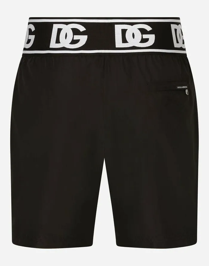 Dolce and Gabbana Beachwear Men Midlength Swim Trunks With Branded Elastic Multicolor Dolce and Gabbana Beachwear Men Midlength Swim Trunks With Branded Elastic Multicolor