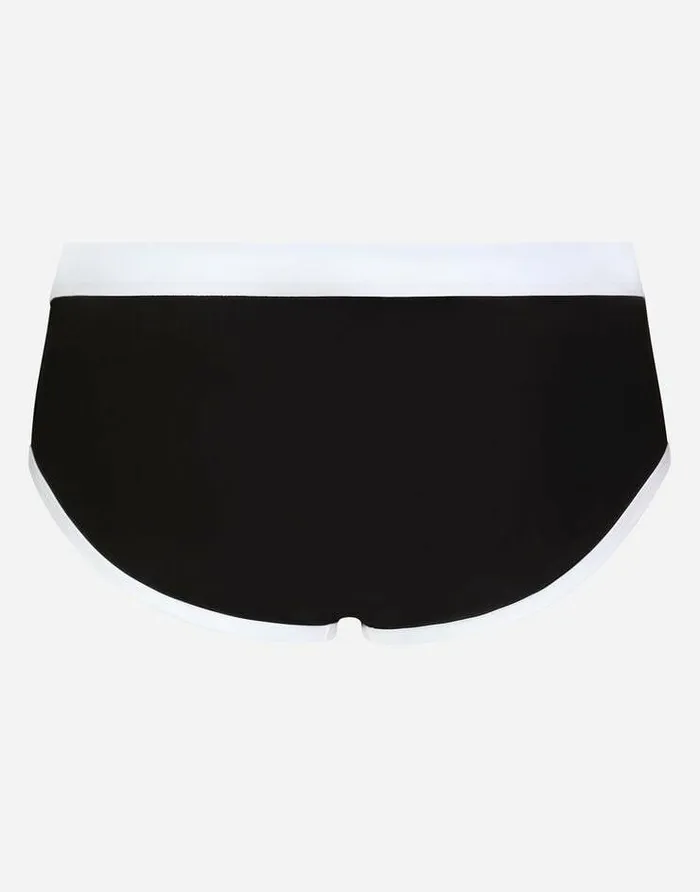 Dolce and Gabbana Beachwear Men Swim Briefs With DG Print Multicolor Dolce and Gabbana Beachwear Men Swim Briefs With DG Print Multicolor