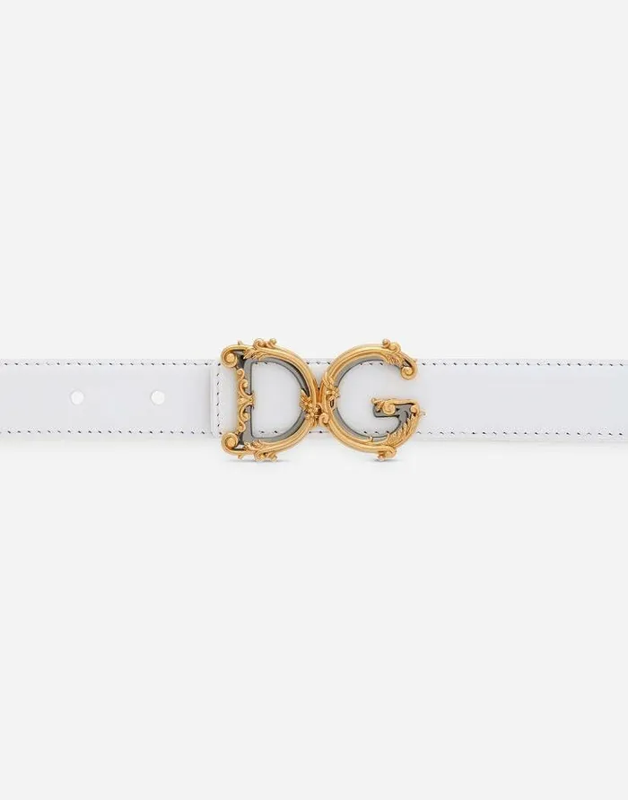 Dolce and Gabbana Belts Women Calfskin Belt With Logo White Dolce and Gabbana Belts Women Calfskin Belt With Logo White