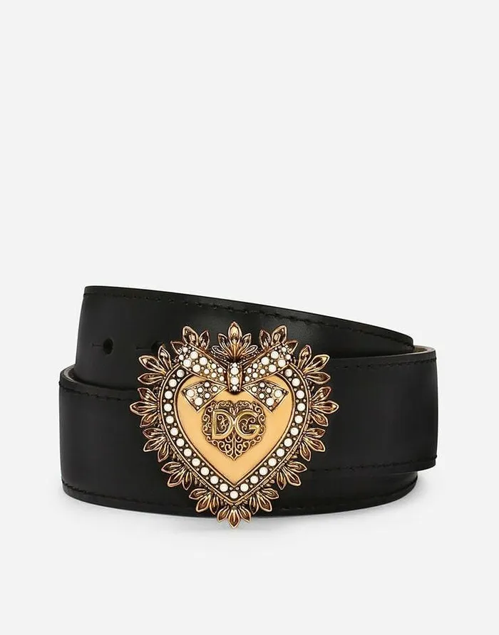 Dolce and Gabbana Belts Women Devotion Belt In Lux Leather Black Dolce and Gabbana Belts Women Devotion Belt In Lux Leather Black
