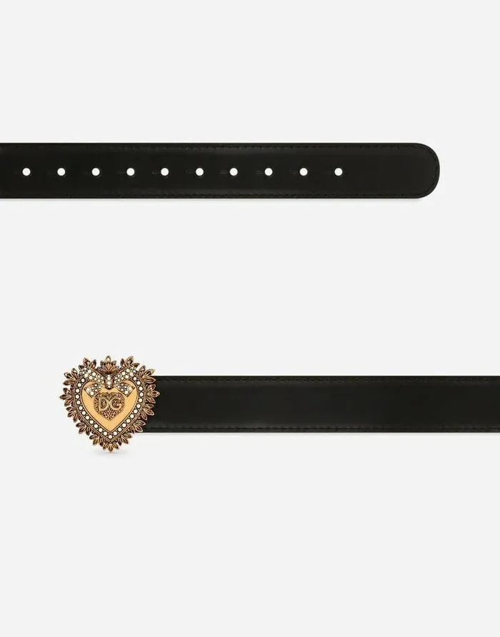 Dolce and Gabbana Belts Women Devotion Belt In Lux Leather Black Dolce and Gabbana Belts Women Devotion Belt In Lux Leather Black