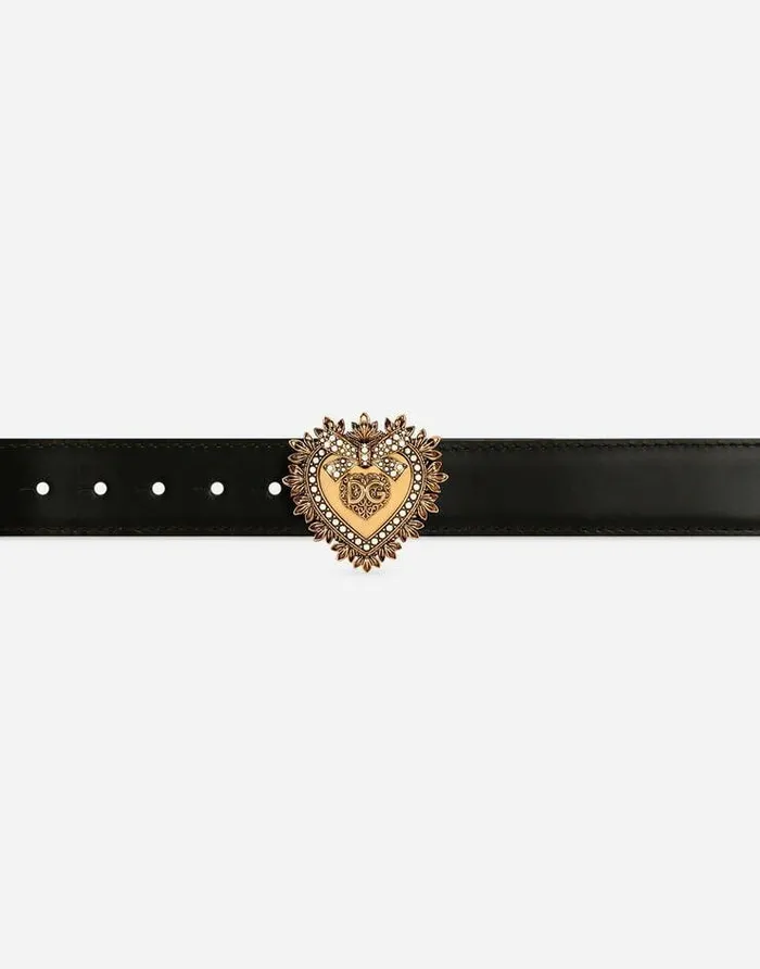 Dolce and Gabbana Belts Women Devotion Belt In Lux Leather Black Dolce and Gabbana Belts Women Devotion Belt In Lux Leather Black