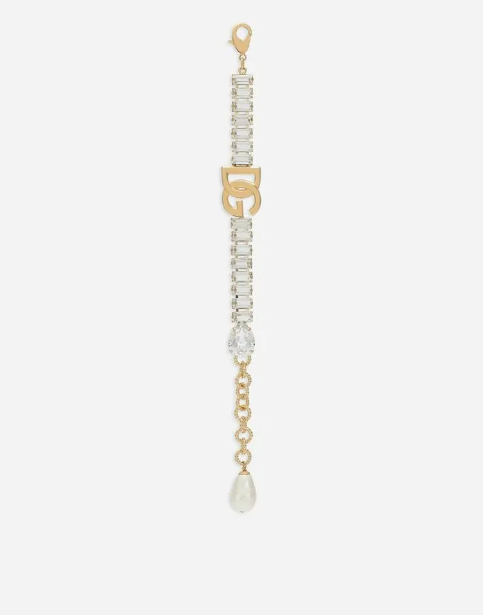 Dolce and Gabbana Bijoux Women Bracelet With Rhinestones And DG Logo Gold Dolce and Gabbana Bijoux Women Bracelet With Rhinestones And DG Logo Gold