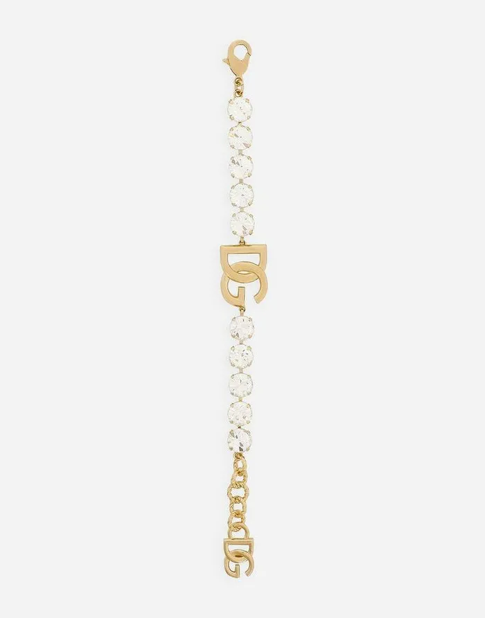 Dolce and Gabbana Bijoux Women Bracelet With Rhinestones And DG Logo Gold Dolce and Gabbana Bijoux Women Bracelet With Rhinestones And DG Logo Gold