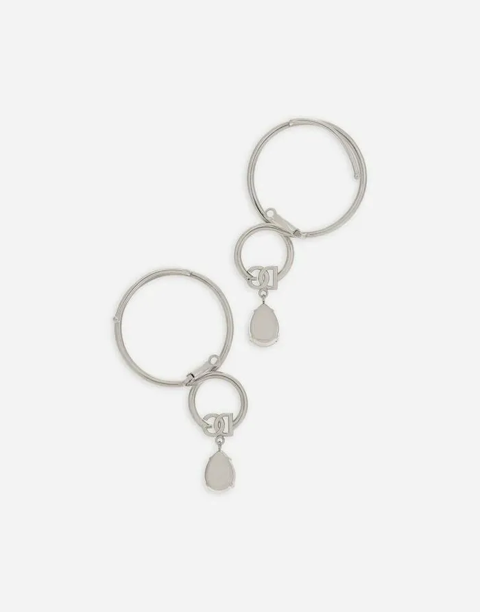 Dolce and Gabbana Bijoux Women Ear Cuff Earrings With DG Logo And Rhinestones Silver Dolce and Gabbana Bijoux Women Ear Cuff Earrings With DG Logo And Rhinestones Silver