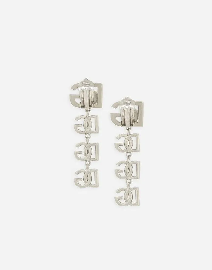 Dolce and Gabbana Bijoux Women Long Earrings With Twotone DG Multilogo Silver Dolce and Gabbana Bijoux Women Long Earrings With Twotone DG Multilogo Silver