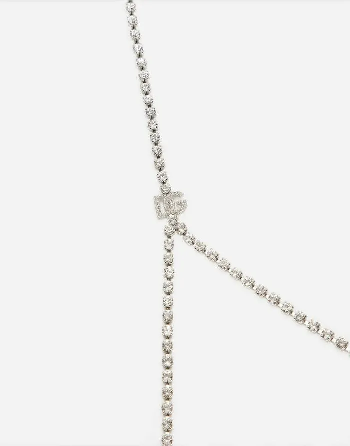 Dolce and Gabbana Bijoux Women Rigid Rhinestonedetailed Decorative Bra With DG Logo Silver Dolce and Gabbana Bijoux Women Rigid Rhinestonedetailed Decorative Bra With DG Logo Silver