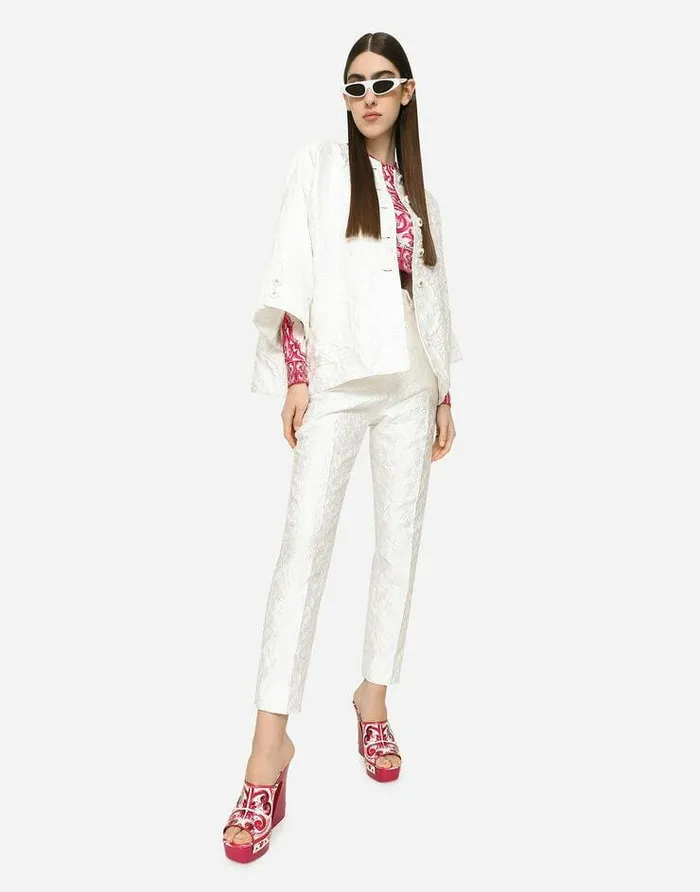 Dolce and Gabbana Blazers Women Brocade Jacket White Dolce and Gabbana Blazers Women Brocade Jacket White