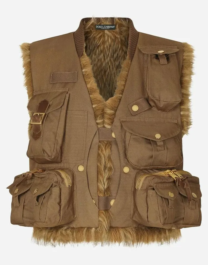 Dolce and Gabbana Blazers Women Cotton Vest With Large Pockets Brown