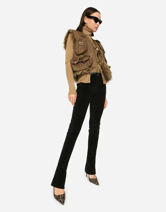 Dolce and Gabbana Blazers Women Cotton Vest With Large Pockets Brown Dolce and Gabbana Blazers Women Cotton Vest With Large Pockets Brown