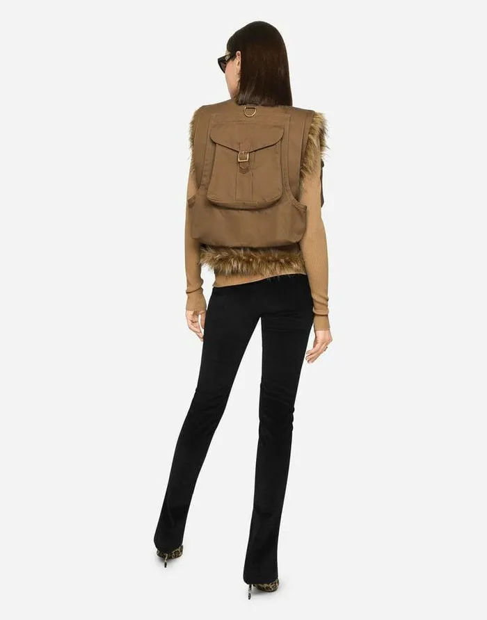 Dolce and Gabbana Blazers Women Cotton Vest With Large Pockets Brown Dolce and Gabbana Blazers Women Cotton Vest With Large Pockets Brown
