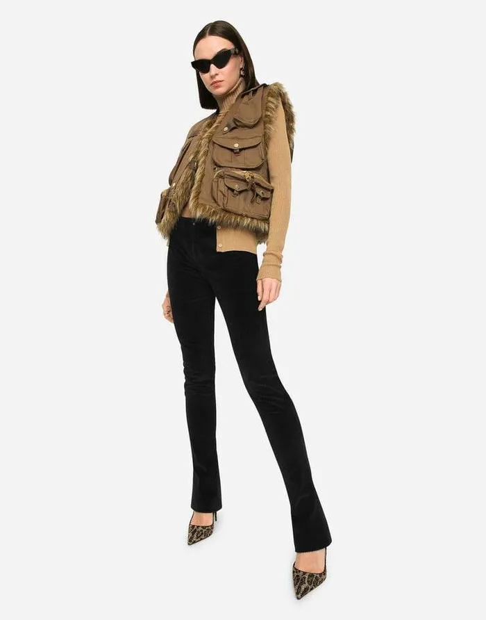 Dolce and Gabbana Blazers Women Cotton Vest With Large Pockets Brown Dolce and Gabbana Blazers Women Cotton Vest With Large Pockets Brown