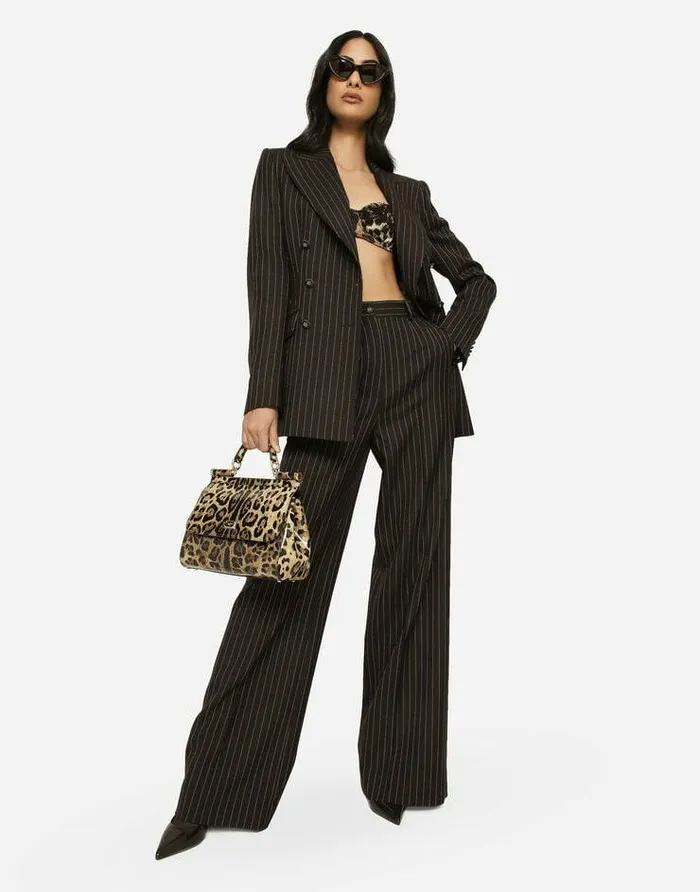 Dolce and Gabbana Blazers Women Doublebreasted Pinstripe Wool Turlington Jacket Multicolor Dolce and Gabbana Blazers Women Doublebreasted Pinstripe Wool Turlington Jacket Multicolor