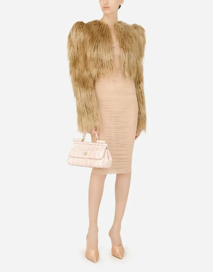 Dolce and Gabbana Blazers Women Faux Fur Jacket Beige Dolce and Gabbana Blazers Women Faux Fur Jacket Beige