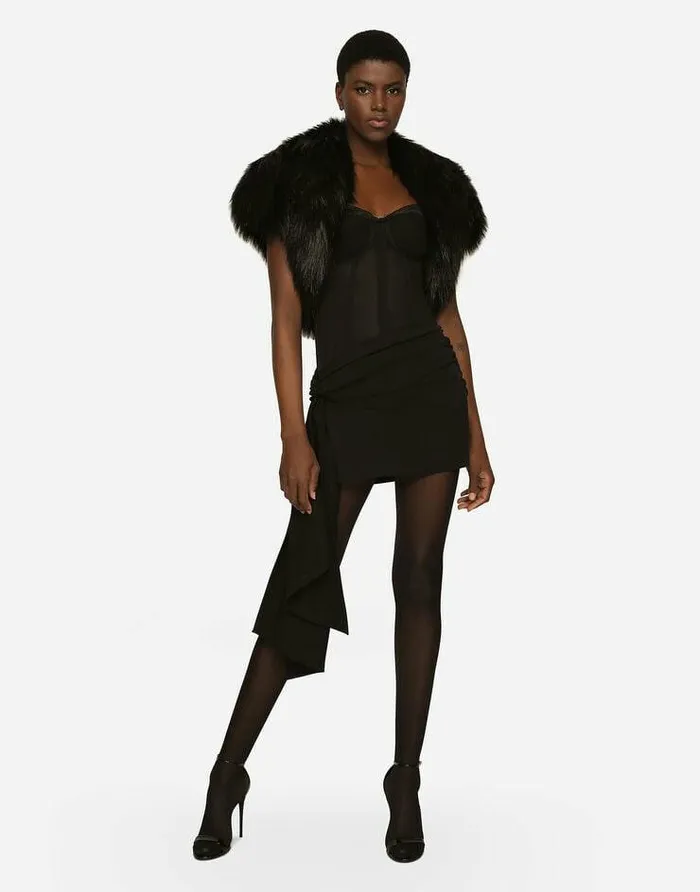 Dolce and Gabbana Blazers Women Faux Fur Shrug Black Dolce and Gabbana Blazers Women Faux Fur Shrug Black