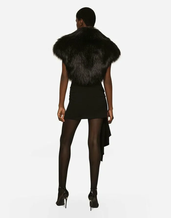 Dolce and Gabbana Blazers Women Faux Fur Shrug Black Dolce and Gabbana Blazers Women Faux Fur Shrug Black