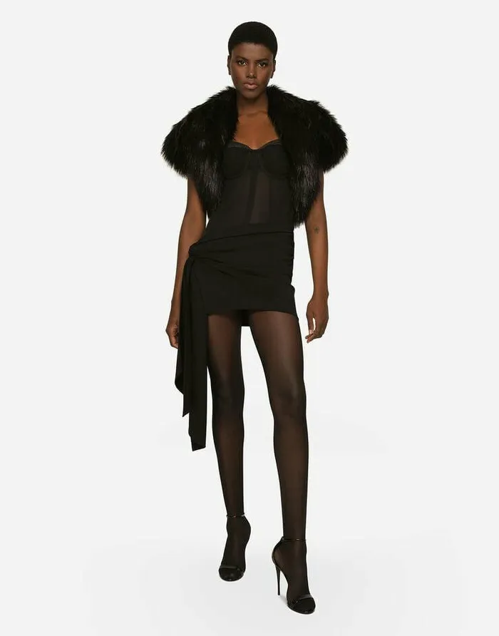 Dolce and Gabbana Blazers Women Faux Fur Shrug Black Dolce and Gabbana Blazers Women Faux Fur Shrug Black