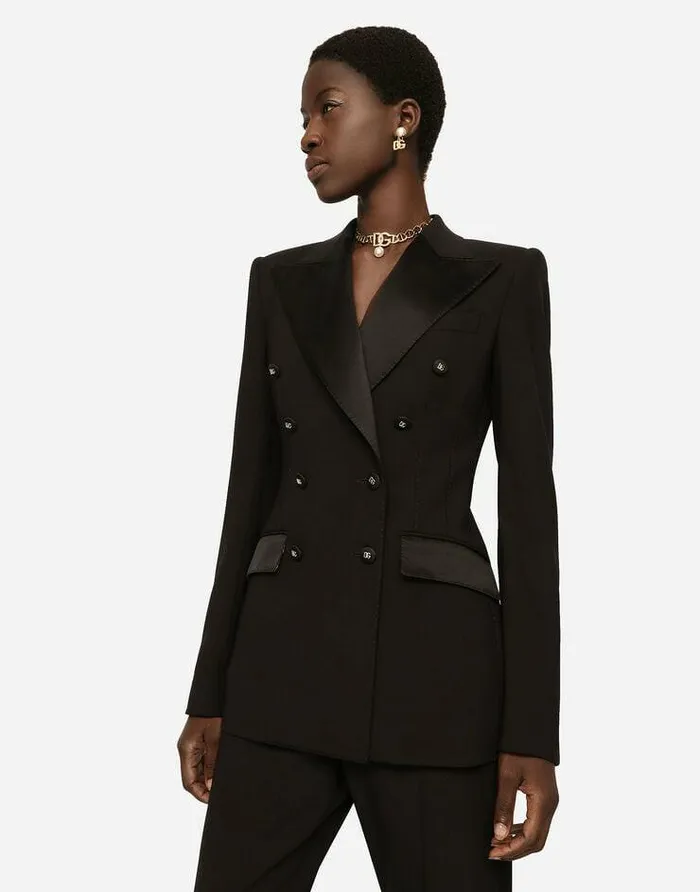 Dolce and Gabbana Blazers Women Satin And Duchesse Tuxedo Jacket Black Dolce and Gabbana Blazers Women Satin And Duchesse Tuxedo Jacket Black
