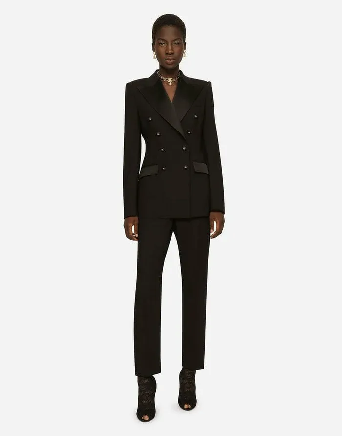 Dolce and Gabbana Blazers Women Satin And Duchesse Tuxedo Jacket Black Dolce and Gabbana Blazers Women Satin And Duchesse Tuxedo Jacket Black