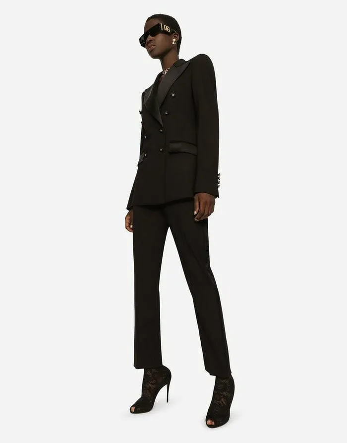 Dolce and Gabbana Blazers Women Satin And Duchesse Tuxedo Jacket Black Dolce and Gabbana Blazers Women Satin And Duchesse Tuxedo Jacket Black