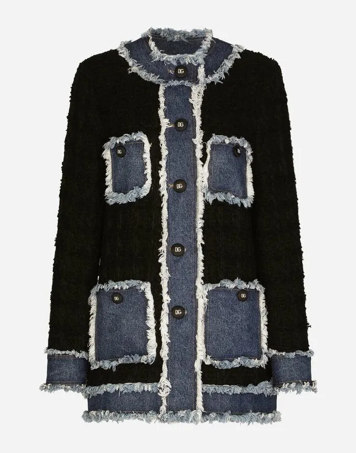 Dolce and Gabbana Blazers Women Tweed And Denim Jacket Multicolor
