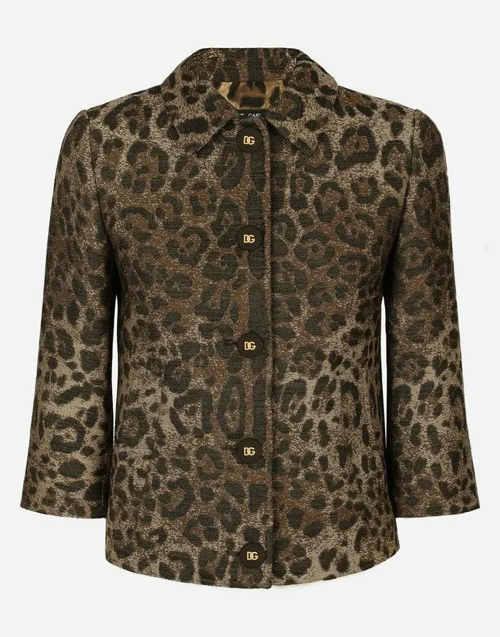 Dolce and Gabbana Blazers Women Wool Jacquard Gabbana Jacket With Leopard Design Multicolor Dolce and Gabbana Blazers Women Wool Jacquard Gabbana Jacket With Leopard Design Multicolor