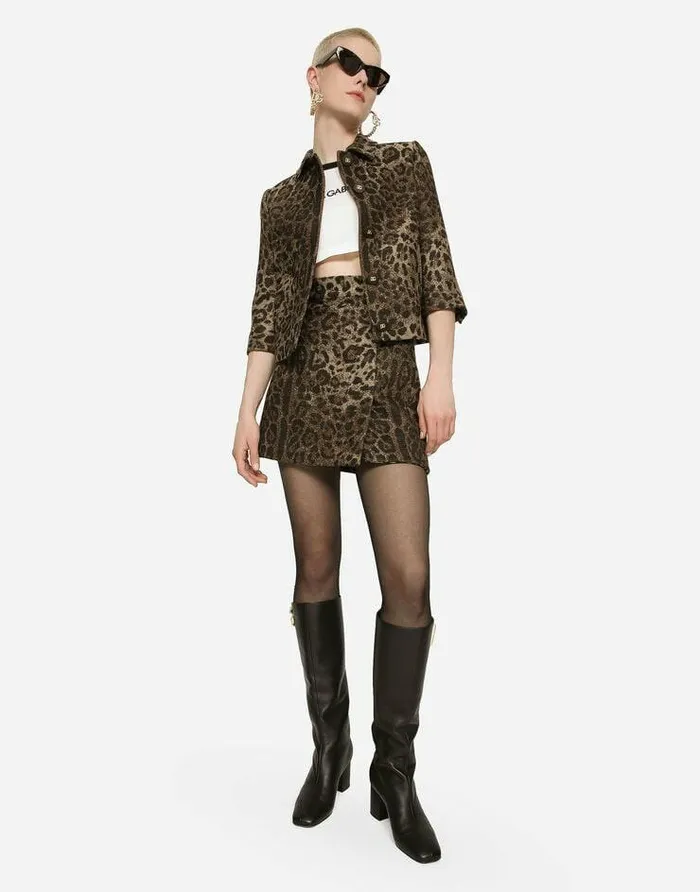 Dolce and Gabbana Blazers Women Wool Jacquard Gabbana Jacket With Leopard Design Multicolor Dolce and Gabbana Blazers Women Wool Jacquard Gabbana Jacket With Leopard Design Multicolor