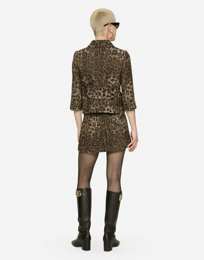 Dolce and Gabbana Blazers Women Wool Jacquard Gabbana Jacket With Leopard Design Multicolor Dolce and Gabbana Blazers Women Wool Jacquard Gabbana Jacket With Leopard Design Multicolor