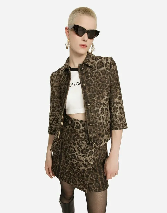Dolce and Gabbana Blazers Women Wool Jacquard Gabbana Jacket With Leopard Design Multicolor Dolce and Gabbana Blazers Women Wool Jacquard Gabbana Jacket With Leopard Design Multicolor
