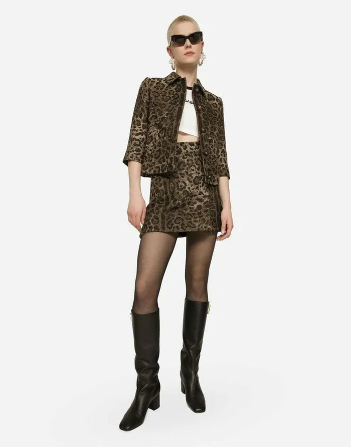 Dolce and Gabbana Blazers Women Wool Jacquard Gabbana Jacket With Leopard Design Multicolor Dolce and Gabbana Blazers Women Wool Jacquard Gabbana Jacket With Leopard Design Multicolor