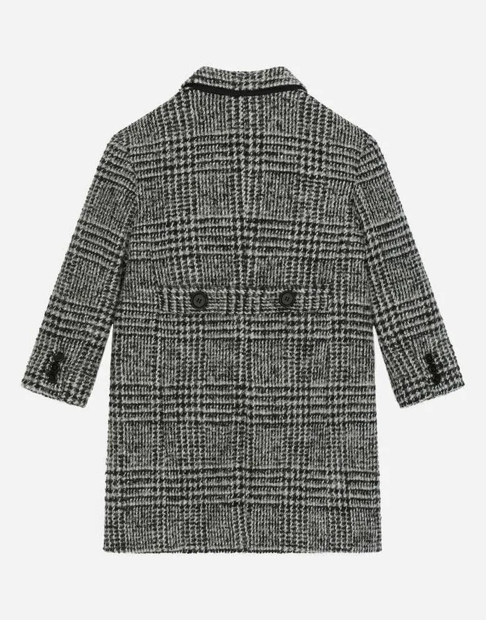 Dolce and Gabbana Coats And Jackets Children Doublebreasted Glen Plaid Coat Multicolor