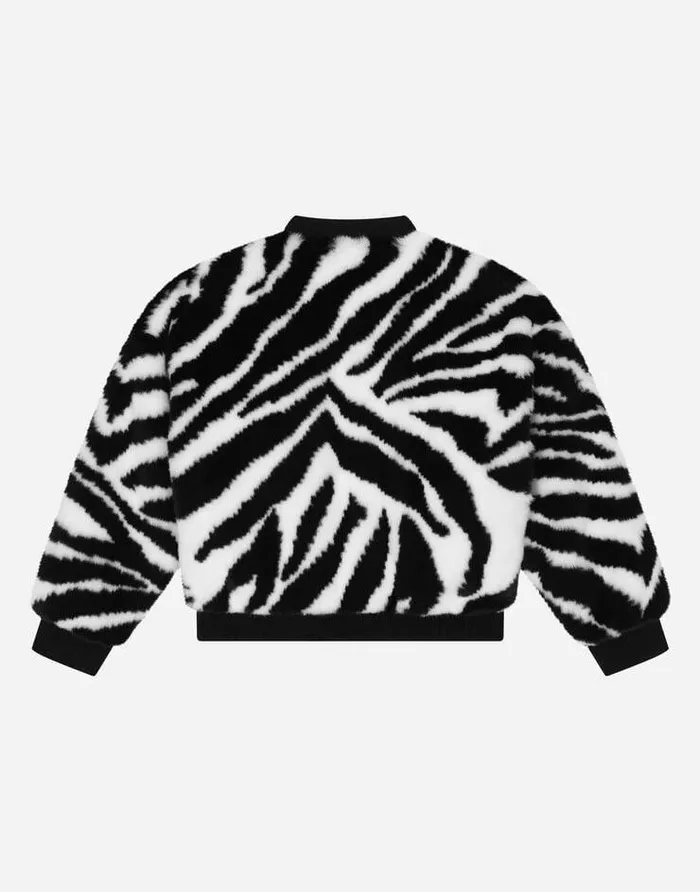 Dolce and Gabbana Coats And Jackets Children Zebradesign Faux Fur Bomber Jacket Multicolor
