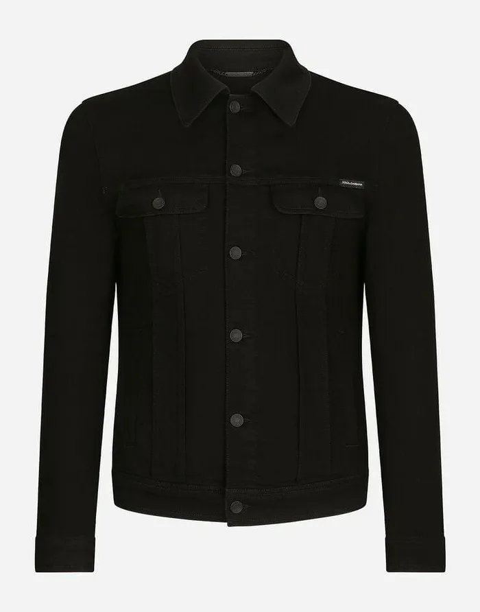 Dolce and Gabbana Coats And Jackets Men Black Stretch Denim Jacket Black