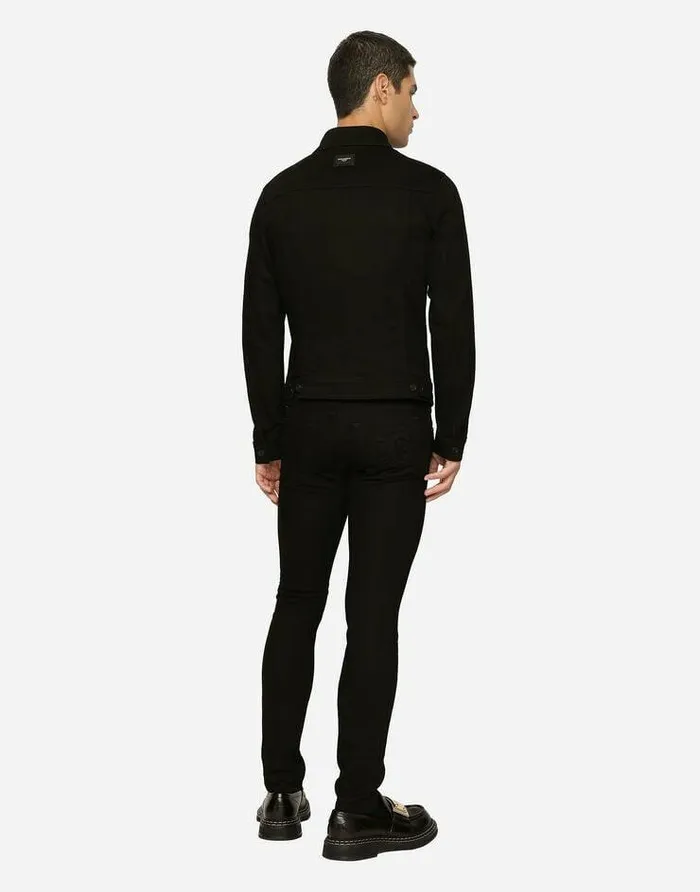 Dolce and Gabbana Coats And Jackets Men Black Stretch Denim Jacket Black