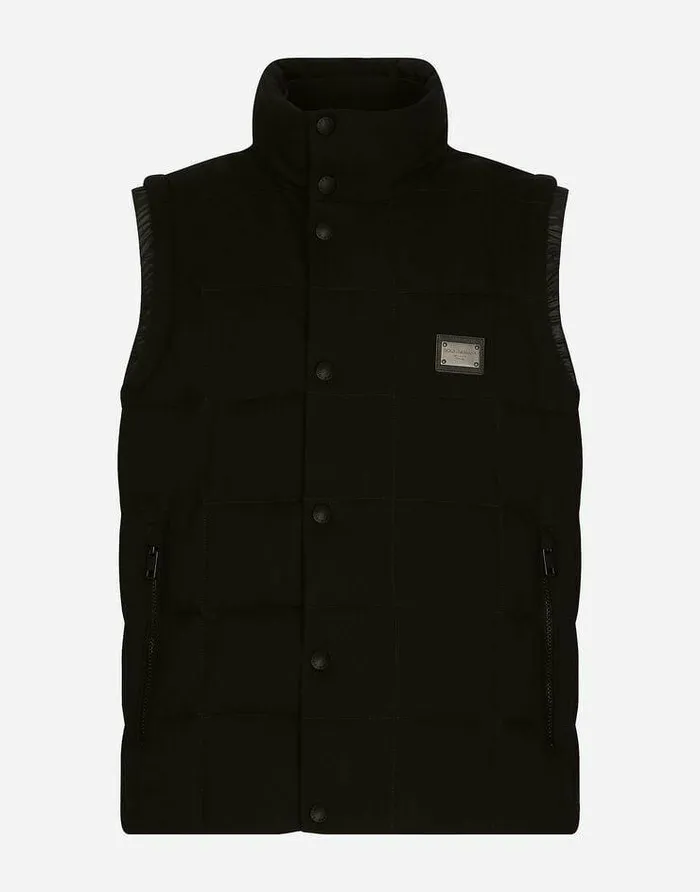 Dolce and Gabbana Coats And Jackets Men Jersey Vest With Branded Tag Black