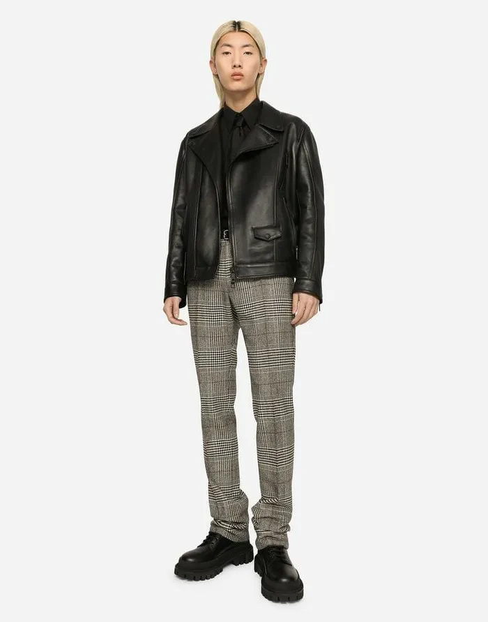 Dolce and Gabbana Coats And Jackets Men Lambskin Jacket Multicolor