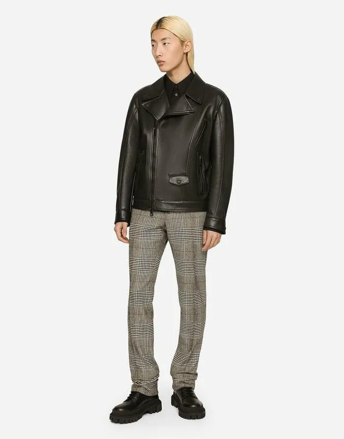 Dolce and Gabbana Coats And Jackets Men Lambskin Jacket Multicolor